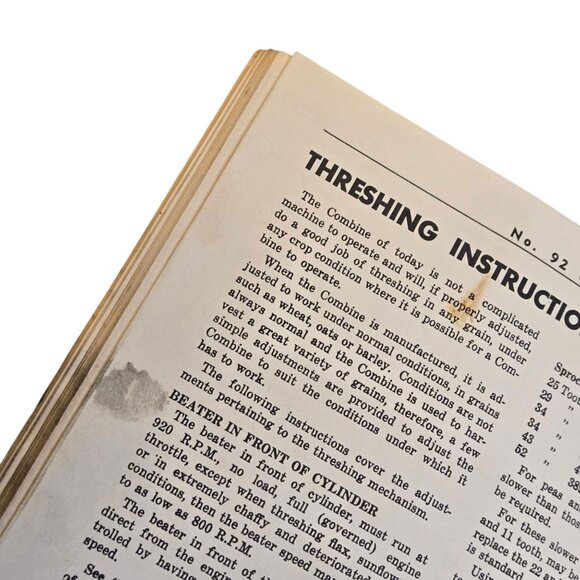 Vintage Massey Harris No 92 Combine Owners Manual 1963 Agricultural Repair Guide - Picture 12 of 16
